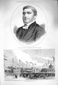 Original Old Antique Print 1875 Portrait Gervase Smith Rifle Meeting Stutgardt