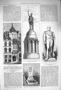 Original Old Antique Print 1875 Tomb Keats Lord Mayo Curriers Hall Arminius