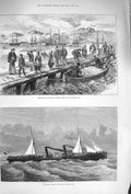Old Antique Print 1875 Iceland Landing Dried Cod Reykjavik Baron Osy Ship 19th