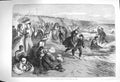 Original Old Antique Print 1875 Bathing Scene Long Branch New York America 19th