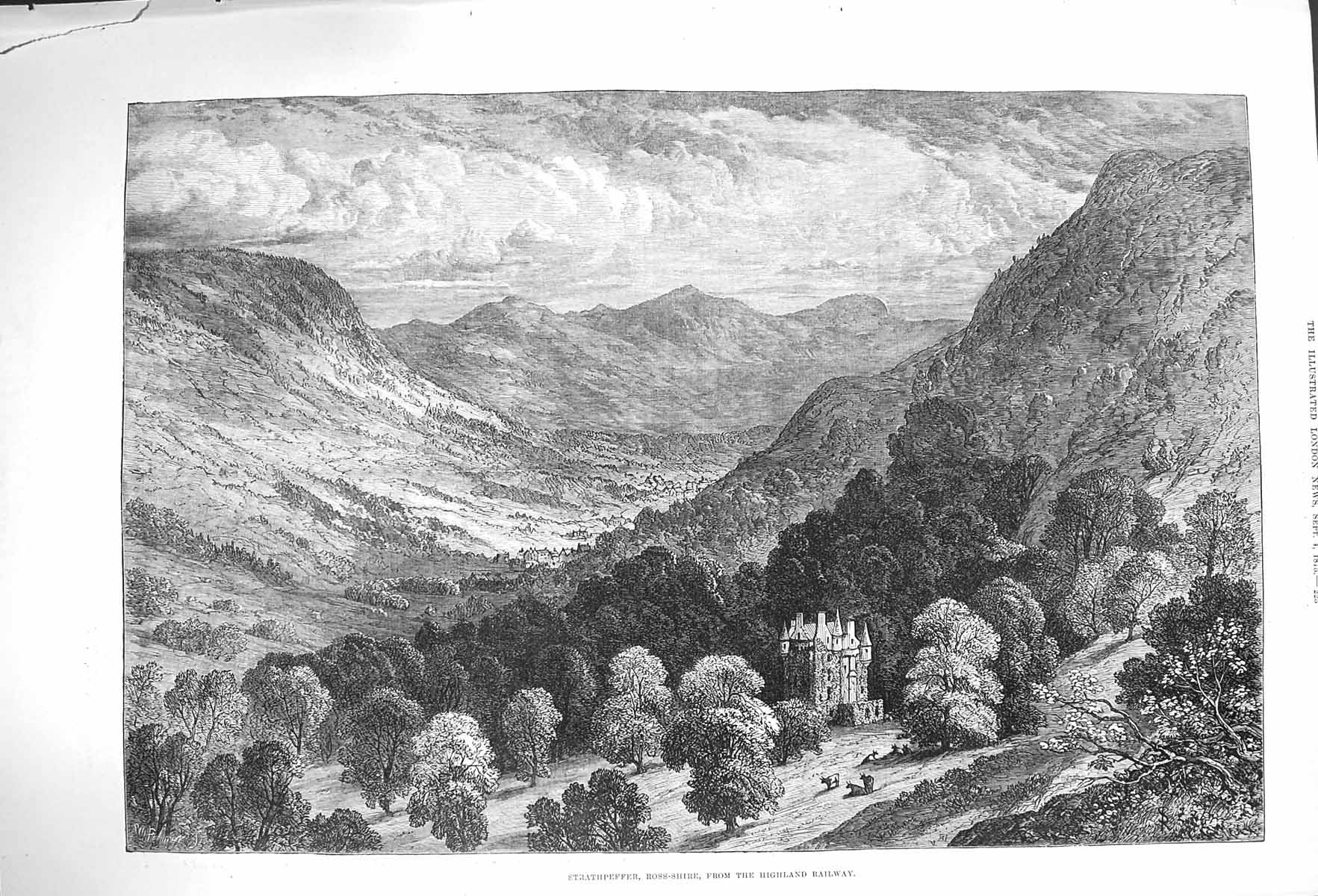 Old Antique Print 1875 Highland Railway Strathpeffer Ross-Shire Scotland 19th