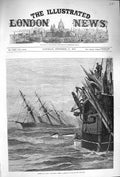 Original Old Antique Print 1875 Sinking H.M.S. Vanguard War Ships Fine Art 19th