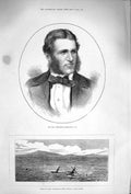 Original Old Antique Print 1875 Commodore Goodenough Ship Wreck Vanguard 19th