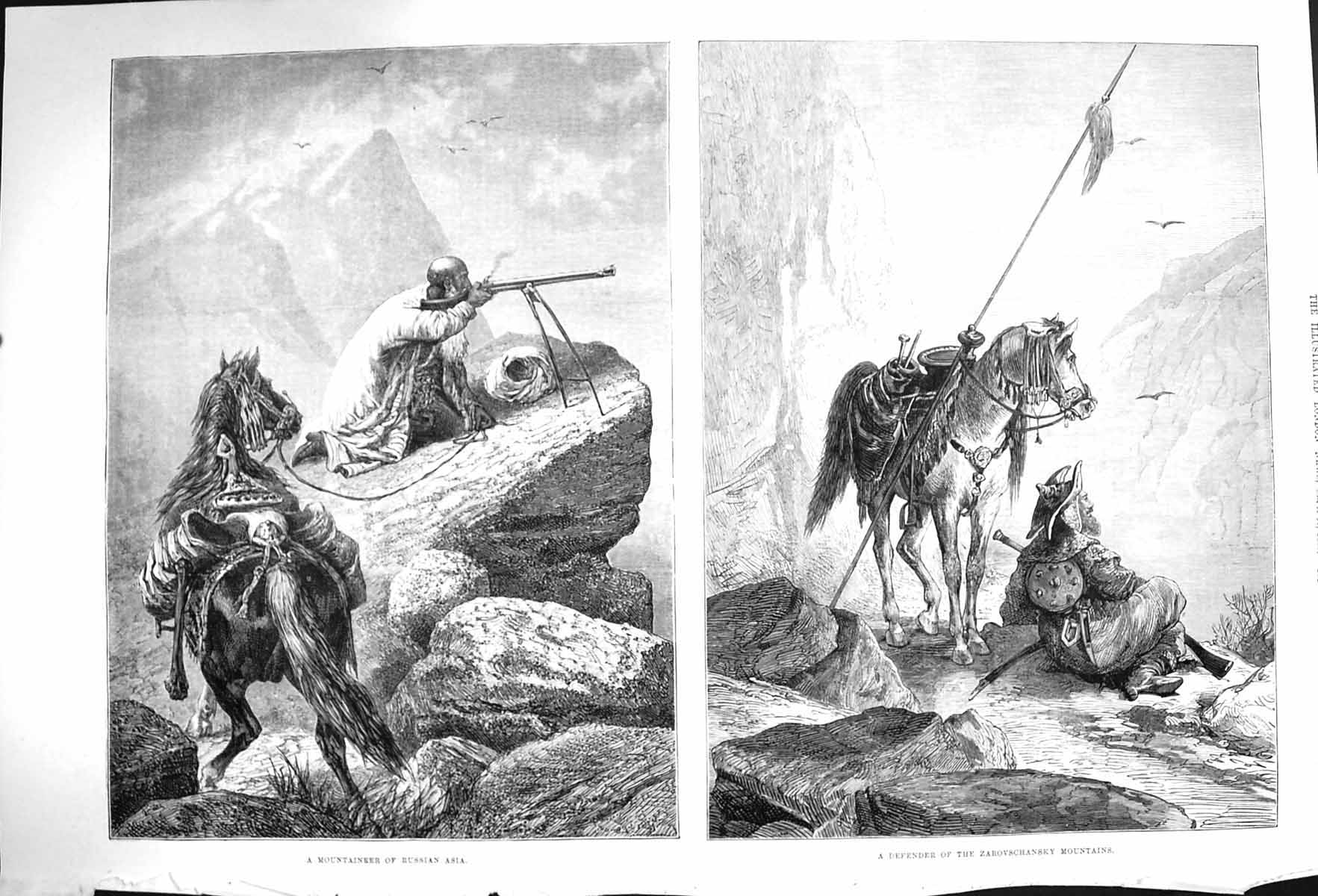 Antique Old Print *4004 1875 Mountaineer Russian Asia Zarovschansky Mountains