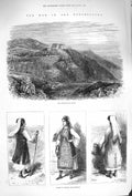 Original Old Antique Print 1875 War Herzegovina Fortress Kleck Women Mostar