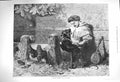 Original Old Antique Print 1875 Music Man Stocks Puppy Dog Dollman Fine Art