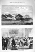 Original Old Antique Print 1875 Nijni-Novgorod Russia Iron Institute Manchester