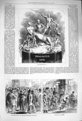 Original Old Antique Print 1875 Doncaster Cup Races Telegrams Weighing Jockeys