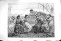 Original Old Antique Print 1875 Evening Scene Genoa Ladies Spinning Wool 19th