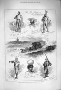 Original Old Antique Print 1875 War Spain San Sebastian Horses Carriage Siers