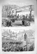 Original Old Antique Print 1875 Railway Jubilee Darlington Trains Josep 19th