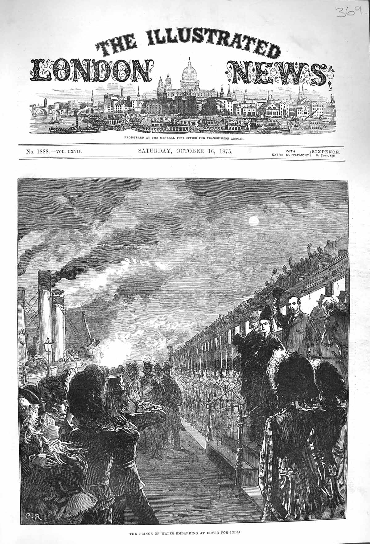 Old Antique Print 1875 Prince Wales Ship Dover India Ship Serapis Sailors 19th