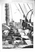 Original Old Antique Print 1875 Quarter Deck Pandora Ship Polar Regions Arctic