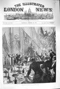 Original Old Antique Print 1875 Balaclava Banquet Alexandra Palace Men Victorian