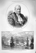 Original Old Antique Print 1875 Mayor Alderman Cotton Royal Yacht Osborne Said
