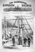 Old Antique Print 1875 Prince Wales India Quarter Deck Serapis Ship War 19th
