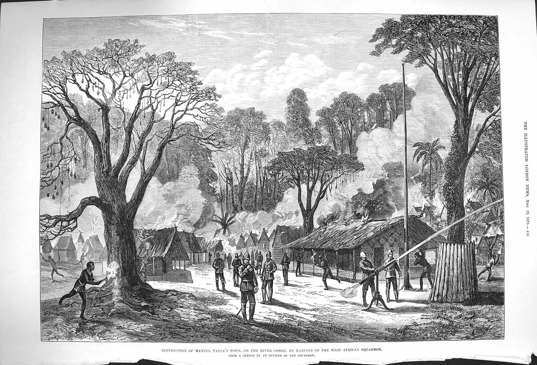 Old Antique Print 1875 River Congo Manuel Vacca Marines African Squadron 19th