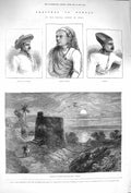 Old Antique Print 1875 Bombay Tower Silence Malabar Brahmin Parsee Lady 19th