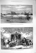 Old Antique Print 1875 Prince India Palace Ghezireh Cairo Arab CafÇ Egypt 19th