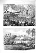 Original Old Antique Print 1875 Stonewall Jackson Statue Richmond Congo Chengo