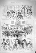 Original Old Antique Print 1875 Great Roman Trial Murder Morelli Luciani Jury
