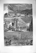 Original Old Antique Print 1875 Floods River Thames Southampton Wandsworth 19th