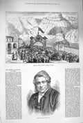 Original Old Antique Print 1875 Prince Wales Aden Mountains Portrait Brock 19th