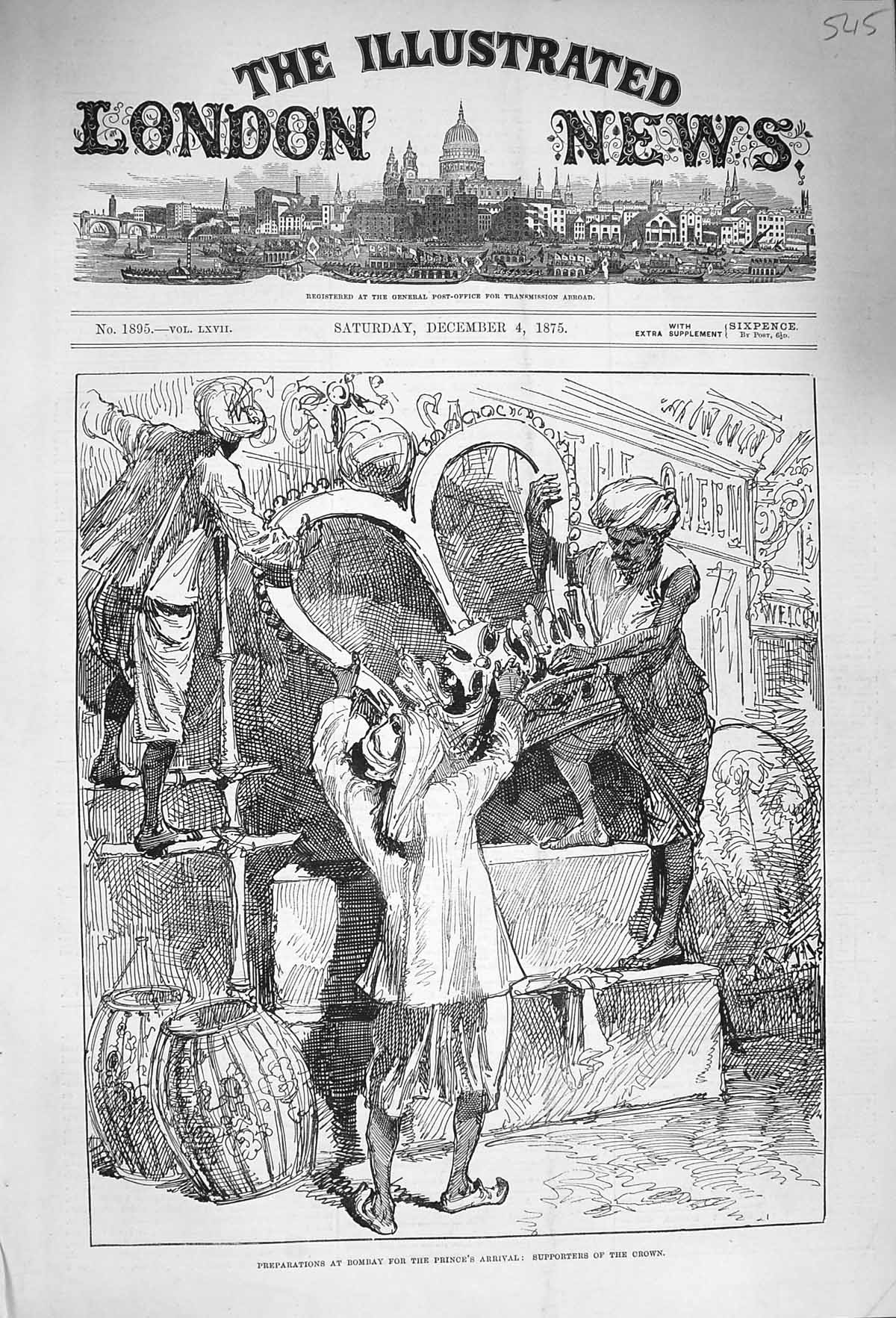 Old Antique Print 1875 Bombay Prince Wales Khanjee Sharf-Ul-Umrah India 19th