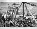 Old Antique Print 1875 Survivors Deutschland Harwich Liverpool Ship Tug 19th