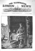Original Old Antique Print 1875 Dangerous Quarters Lady Plucking Birds Farmyard
