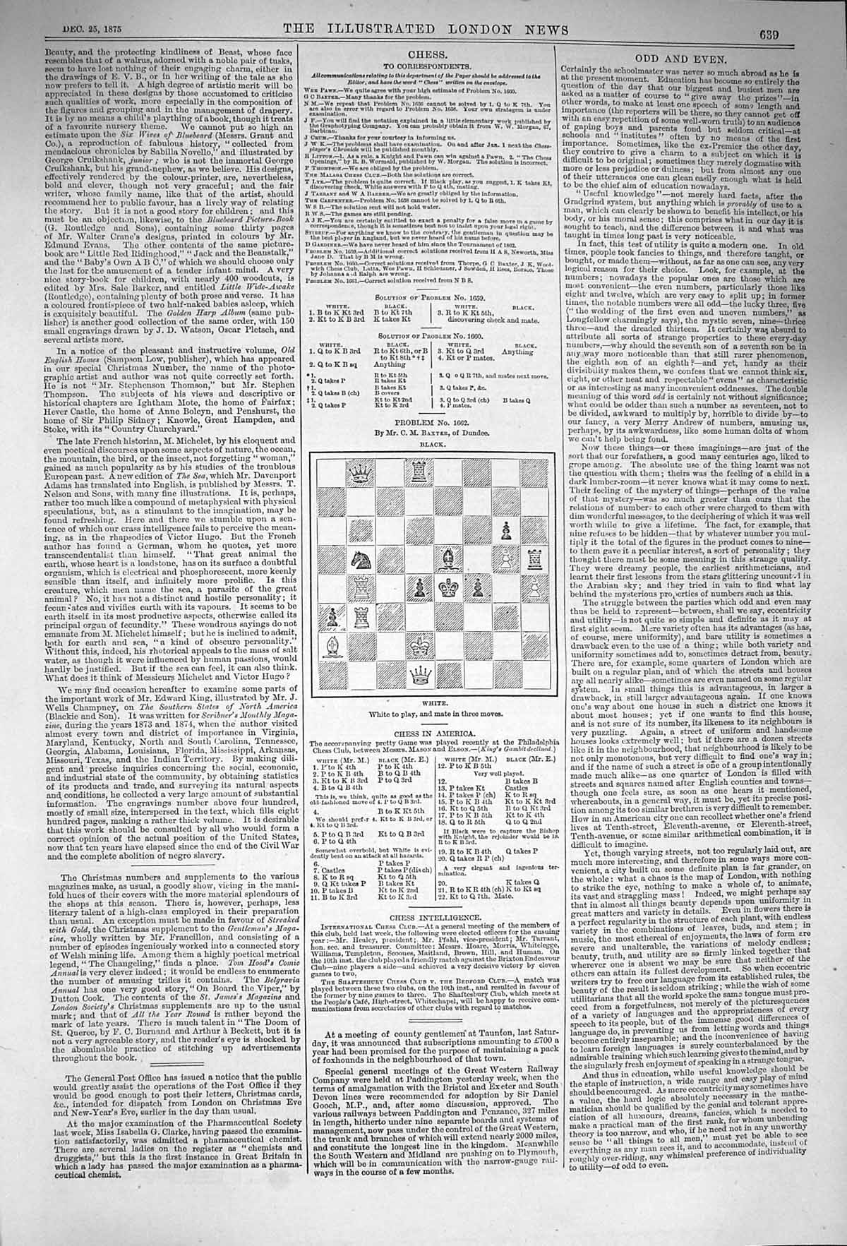 Old Antique Print 1875 Eighteen Pages Chess Moves Illustrated London News 19th