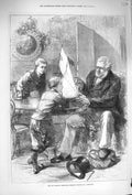 Original Old Antique Print 1875 Sailors Christmas Present Sailing Yacht Boys