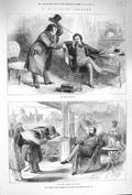 Original Old Antique Print 1875 Pictorial Charade People Animal Bear Story 19th