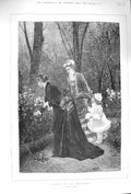 Original Old Antique Print 1875 Fine Art Jardin De La Marraine Garden Flower