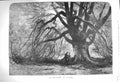 Original Old Antique Print 1875 Wagner Fine Art Trysting Tree Forest Scene 19th