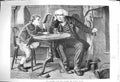 Original Old Antique Print 1875 Our Siers Past Future Man Young Boy Stocks 19th