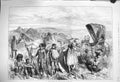 Original Old Antique Print 1875 King Zululand Carriage Natives Horses Victorian