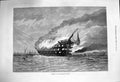 Original Old Antique Print 1876 Burning Fire Training Ship Goliath Victorian