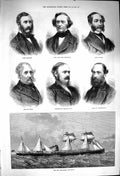 Original Old Antique Print 1876 Steam Ship Australia Stanhope Lord Harlech Erne