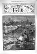 Original Old Antique Print 1876 Surf Madras Kandy Ceylon Vedda Srivangam Prince