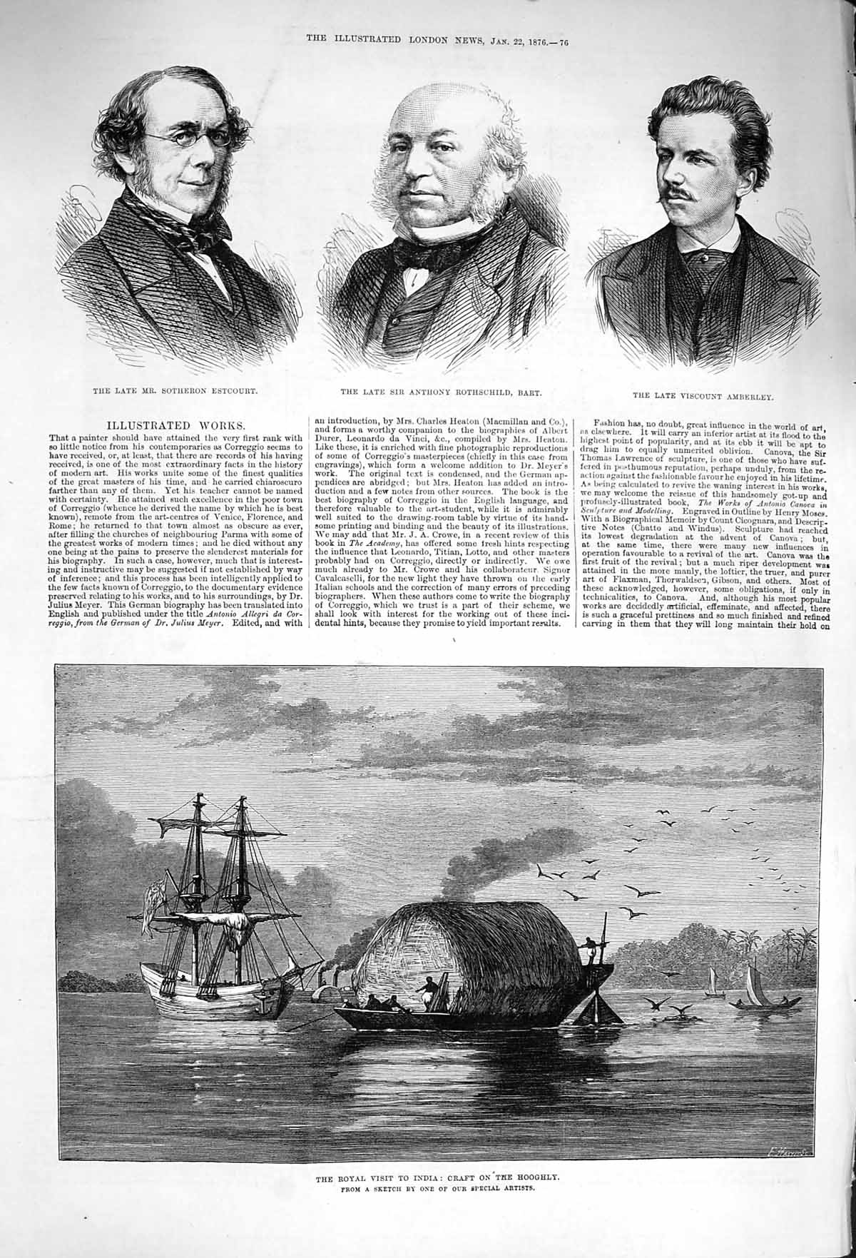 Old Antique Print 1876 India Craft Hooghly Rothschild Estcourt Amberley 19th