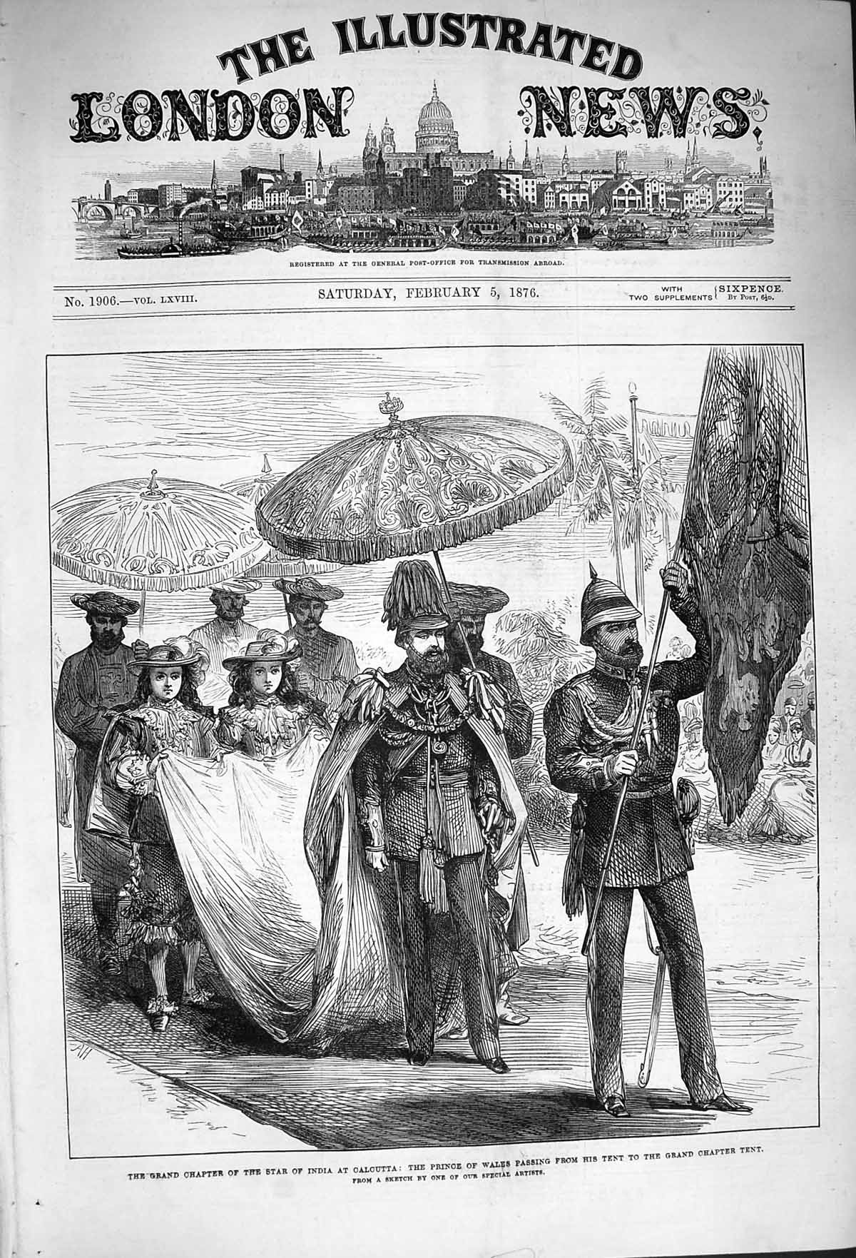 Old Antique Print 1876 Star India Calcutta Prince Wales Benares Wallahs 19th
