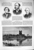 Original Old Antique Print 1876 Ross Castle Lemaitre Lord Alington Gastineau