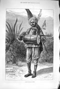 Original Old Antique Print 1876 Hindoo Mendicant Pilgrim Native Portrait 19th