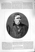 Original Old Antique Print 1876 Portrait Francis Deak Hungarian Patriot 19th