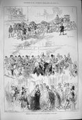 Original Old Antique Print 1876 Royal Procession Opening Parliament Music Band