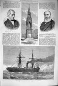 Old Antique Print 1876 Ships Crash Dover Franconia Taylor Walker Wisbech 19th