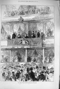 Original Old Antique Print 1876 Queen Concert Royal Albert Hall 19th