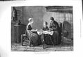 Original Old Antique Print 1876 Family Home Saying Grace Dinner Table Neuhuys