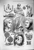 Original Old Antique Print 1876 Castellani Collection British Museum Sculpture